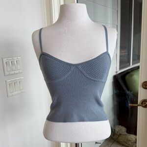 NWT Madewell Blue Ribbed Knit Top